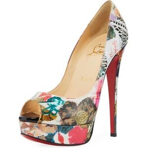 Christian Louboutin Floral Peep Toe Heels